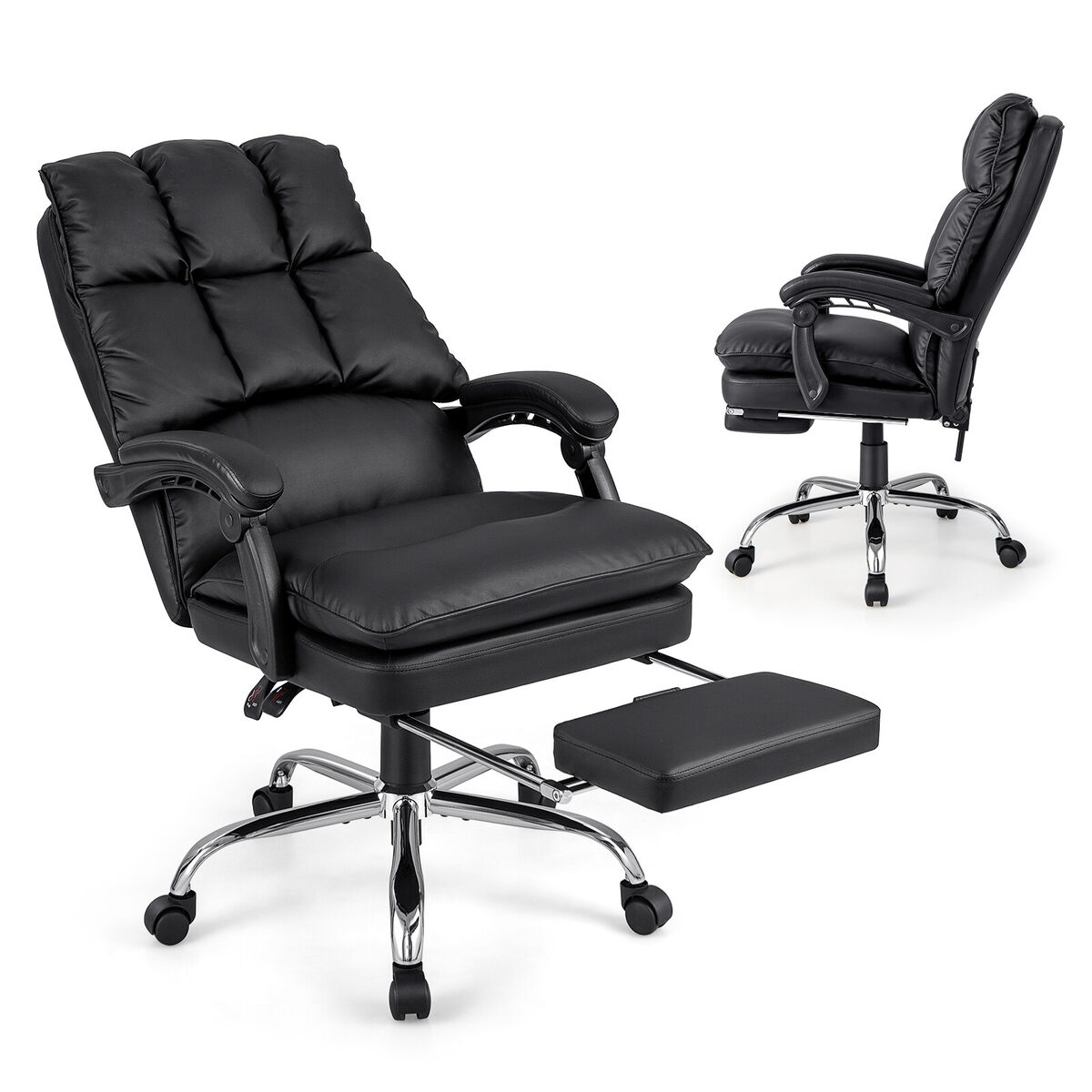 High Back Office Chair with Footrest - Reclining Executive