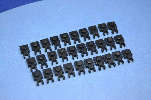 LEGO 30 x Halter schwarz Black Plate Modified 1x1 with Clip Vertical 4085