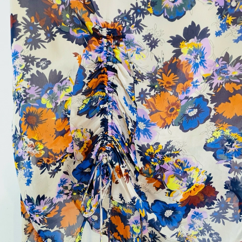 Cohen et Sabine размер 8 синий многоцветный цветочный собранными в Рюш передней юбки дизайнер - Изображение 2 из 4