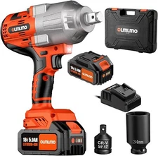 1600N.m/1200Ft Pounds Cordless Impact Wrench 3/4" Brushless Wrench Gun 5000mAh
