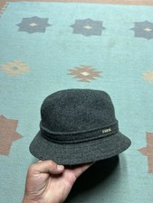 Vintage Kangol wool blend fedora bucket hat clipper tweed mix gray medium