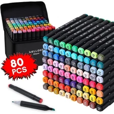 80 Colors Markers Graphic Drawing Painting Alcohol Art Dual Tip Sketch Pens Kit