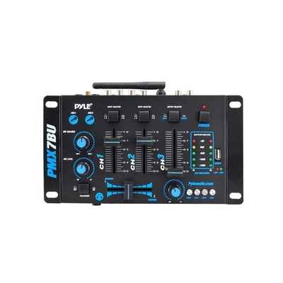 Pyle DJ Mixer Draadloos 3 Kanalen - Bluetooth Audio Mixer Met USB, Microfoon, Talkover, RCA Phono