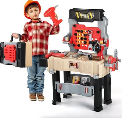 Kids Tool Bench 65PCS Toy Workbench with Electric Drill Pretend Play Workshop Se