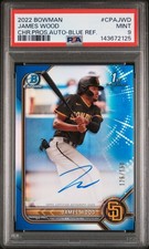 2022 BOWMAN CHROME PROSPECT AUTOS BLUE REFRACTOR JAMES WOOD 126/150 PSA 9 AUTO