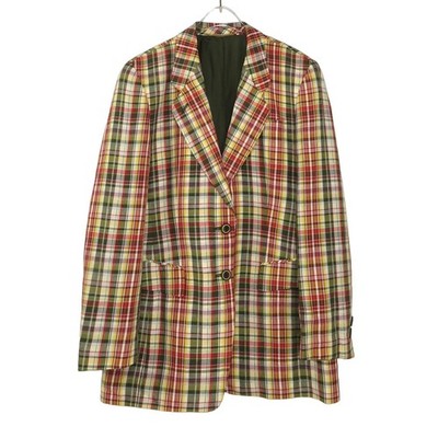 Horst Basler 1980s Colorful Plaid Retro Vintage Blazer Jacket Medium 