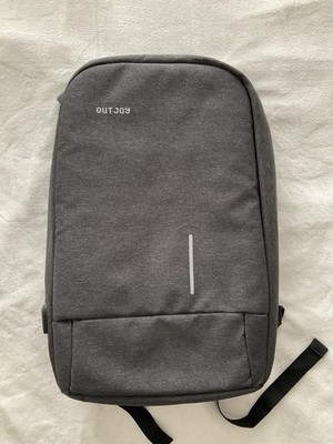 OUTJOY Padded Laptop Backpack w/ USB Large Gray 18 x11  School Work Travel
