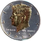 DANBURY MINT-KENNEDY HALF DOLLAR COLLECTION-2013-D-LAYERED 24 GOLD & .999 SILVER