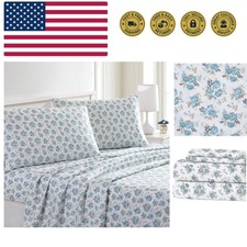 Printed 4-Piece Extra Soft Bedding Sheets  Pillowcase Set, Deep Pocket up to...