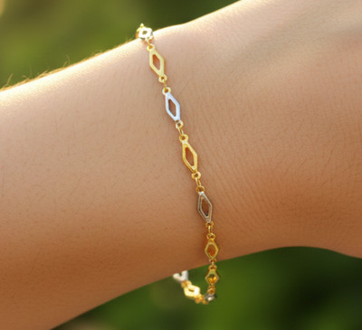 Elegant 18K Gold Plated Leaf Bracelet Minimalist Silver Tone Link Bracelet