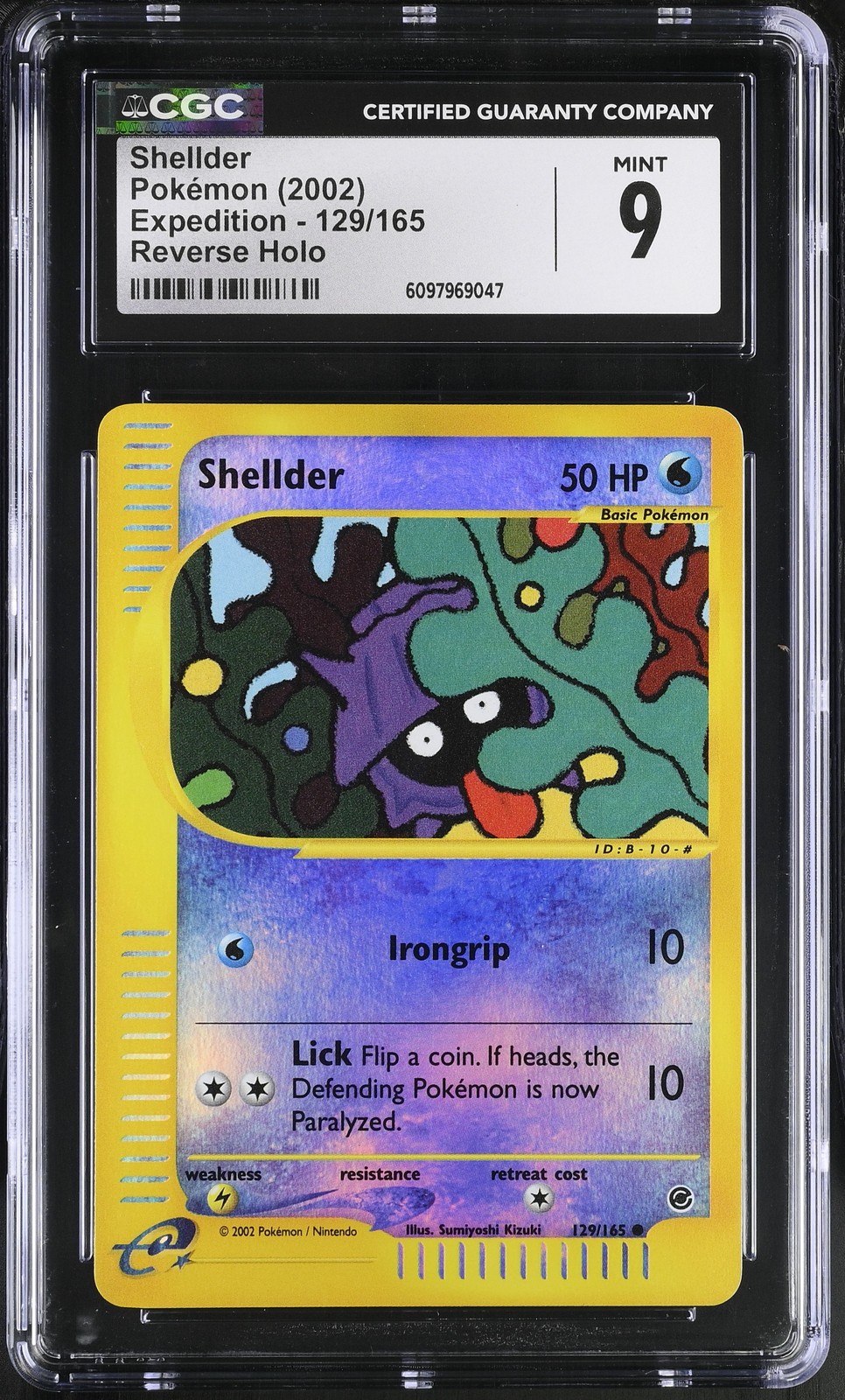 CGC 9 MINT Shellder 2002 Expedition 129/165 Reverse Holo Pokemon Card