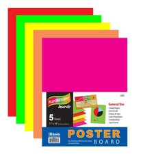 BAZIC 11" X 14" Multi Color Fluorescent Poster Board 5/Pack