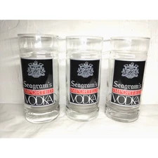 (3) Seagram's Imported Vodka Beer Glasses/Tumblers - Logo on Glass - Fast Ship!