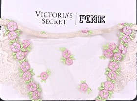 Victoria's Secret Dream Angels NWT Large Rosebud Embroider Thong Panty Sexy
