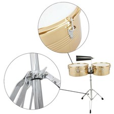 Professional Timbales 13" 14" Drum Set Latin Percussion with Stand Golden