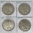 1922 1922-D 1923 1934-D Peace Dollar Lot of 4