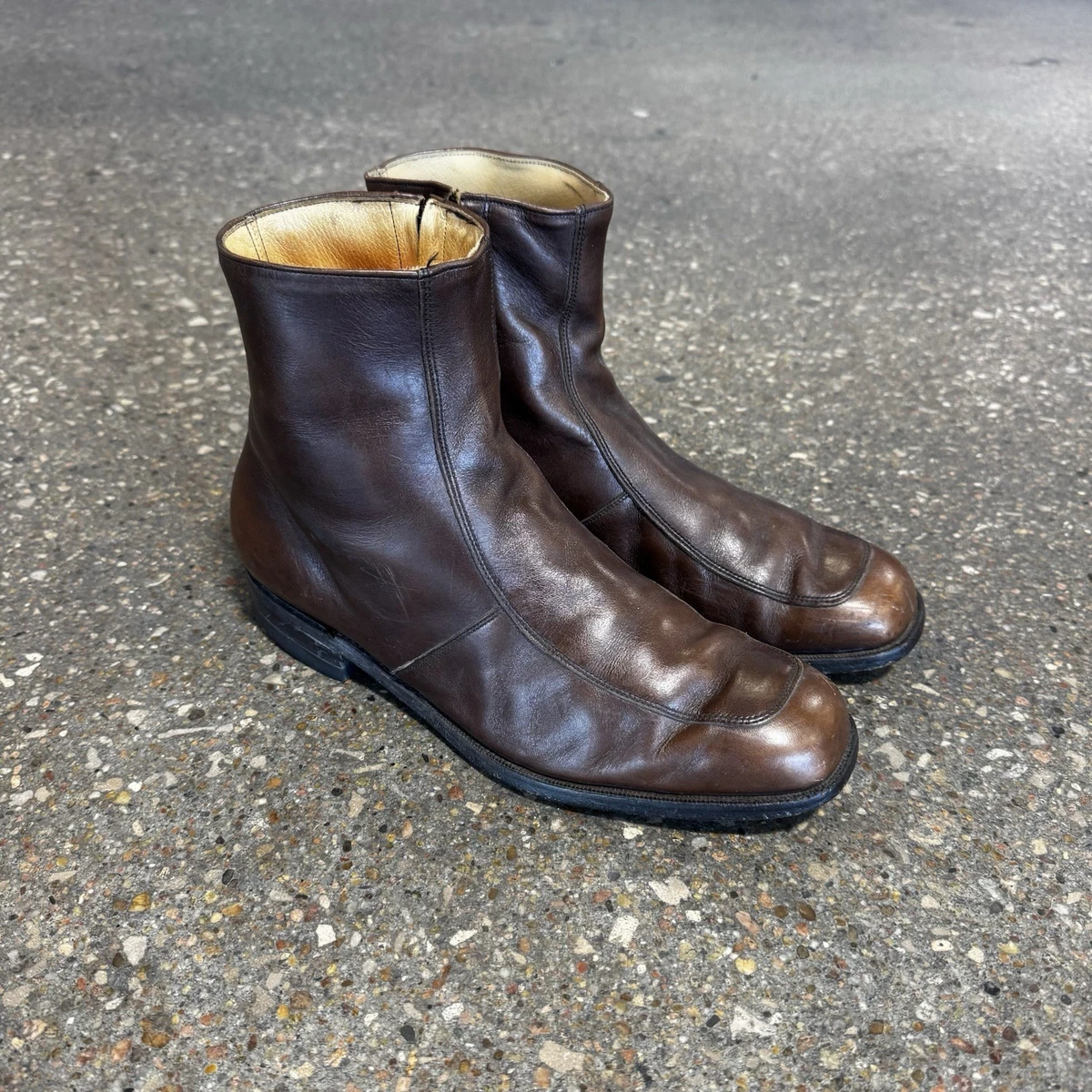 Vintage 70s Leather Cowboy Boots, Cute Shoes, Disco Era Size 9.5 Mens 70s Leather Western Boots in Burnt Orange | Size EU 42 (US  main image 4