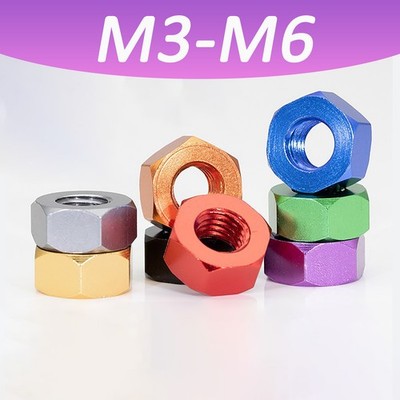 M3 M4 M5 M6 Alu Sechskantmutter DIN 934 Eloxiert Bunt Modellbau Mutter Tuning