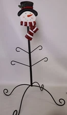 Freestanding Christmas Stocking Holder with Snowman and Twig-Look Hangers