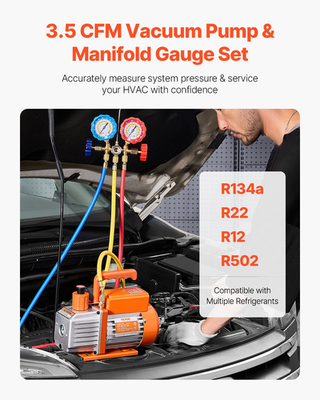 #ad 3.5 CFM AC Vacuum Pump and Gauge Set R502a $128.35