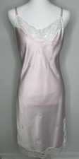 VTG Slip Dress Womens M Pink Floral Rose Fairy Whimsy Coquette Party Embroidered