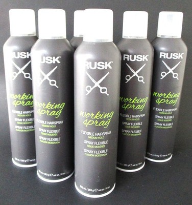 RUSK Working Spray Flexible Medium Hold Hairspray 10 oz Pack Of 6