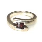 Vintage Ring MARKED 925 STERLING SILVER Size 7 Red Modernist Band Jewelry lot y