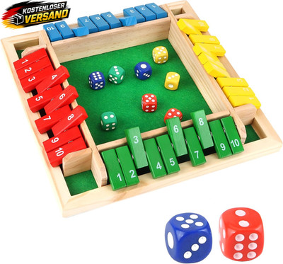 Holzspiel Shut the Box 2-4 Spieler Familienspiel klassisches Würfelbrettspiel