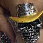 men's skull cowboy ring with a polished gold — photo 4