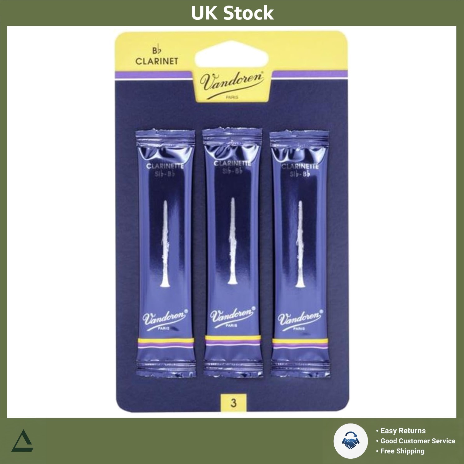 Professional French Clarinet Reeds Traditional 1.5 Strength (3 Pack) Bb