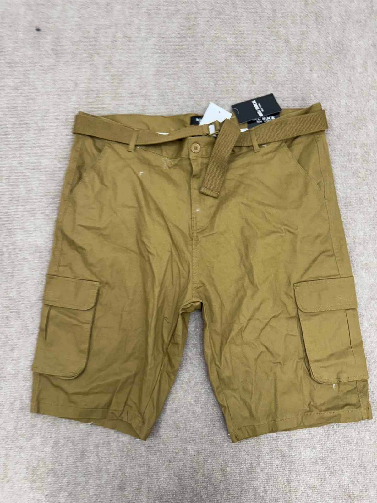 Blu Rocks New York Dark Khaki Side Pocket Cargo Shorts Mens Size 42 NEW