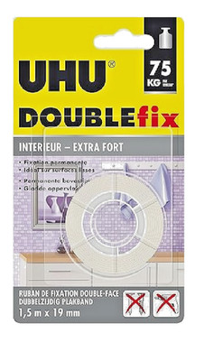 Uhu Doublefix extra stark innen je 1,5m x 19mm Klebeband doppelseitig Montage