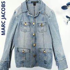Marc Jacobs Denim Coat Outerwear Blue Puff Sleeve L MJ1225042