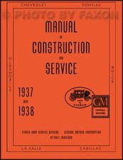 1937-1938 Lasalle And Cadillac Body Repair Manual Shop Service Book