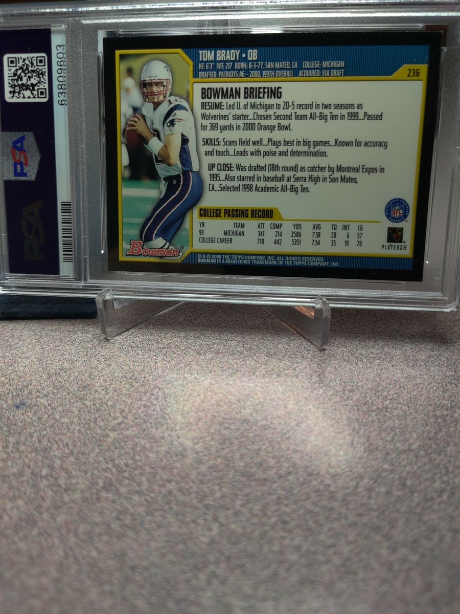 2000 Bowman #236 Tom Brady RC Rookie Card PSA MINT 9 - Fast