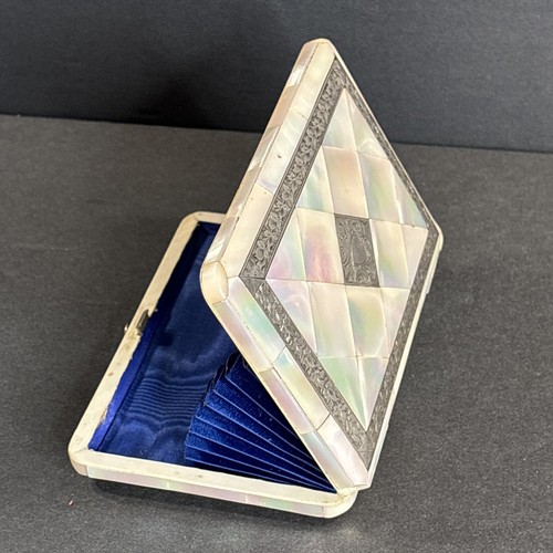 Antique mother of pearl Calling card case/England 1900/Business Card/Silver - Picture 5 of 11