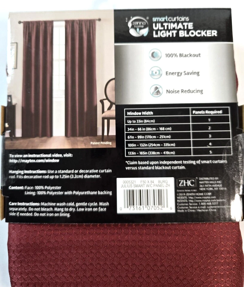 Cortinas inteligentes Maytex Julius 100% blackout 1 painel 50 pol X 84 pol - Imagem 2 de 4