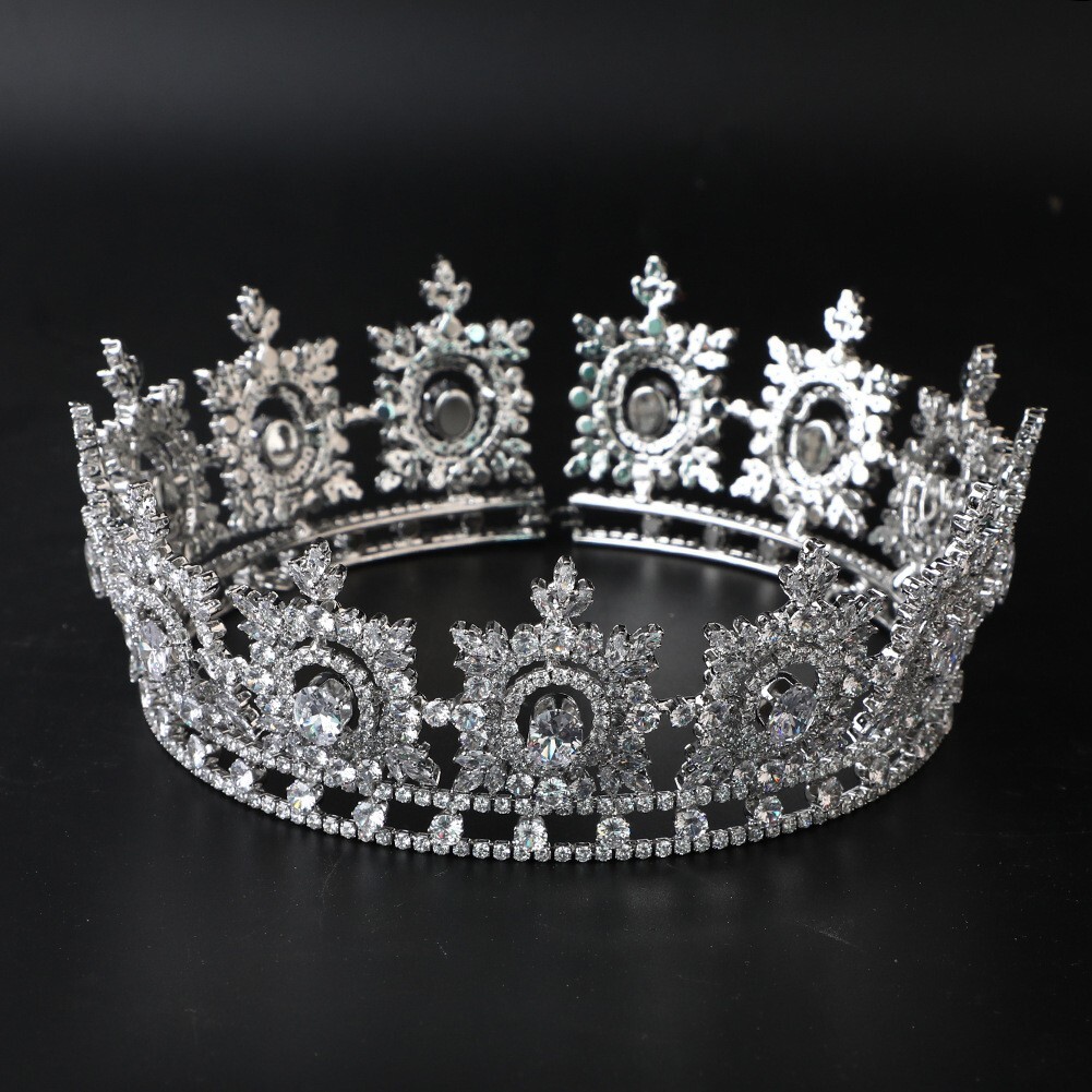 Rounded Princess Luxury All CZ Cubic Zirconia Queen Princess Wedding Princess Prom Round ...