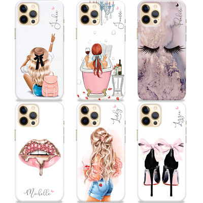 Personalisierte Handyhülle Initialen Name Silikon Cover für iPhone 11 15 12 13 7 14