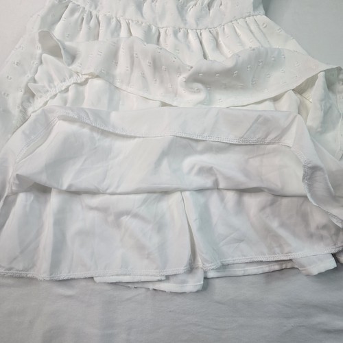 Womens White Dress LG Empire Waist Eyelet Tiered Ruffles Beach Vacation Cruise - Picture 10 of 12