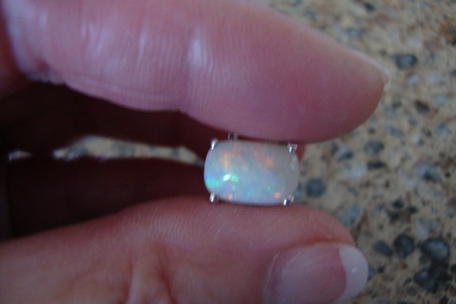 14K WHITE GOLD RECTANGULAR CUSHION CUT AUSTRALIAN WHITE OPAL RING 4.0 GR SIZE 6 - Picture 11 of 15