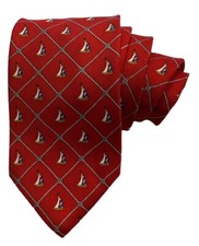 Brooks Brothers 100% Silk Tie All Over Sailboats USA Made Red