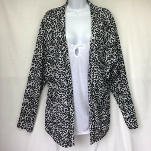 Extra Touch Women's Faux Twin Set Animal Print L/S Keyhole Neck Pullover Top 3X