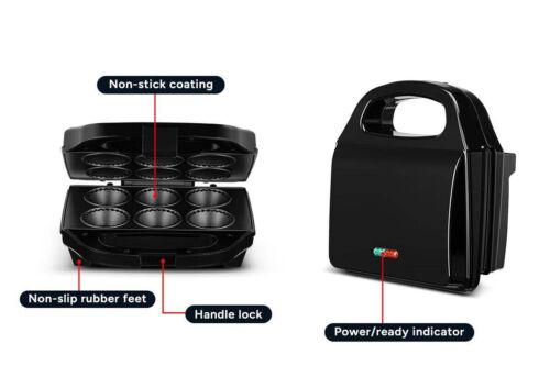 Electric Pie Maker 6 Mini Quiche Pie Machine Non Stick Plates Meat Cooker Family - Picture 4 of 12