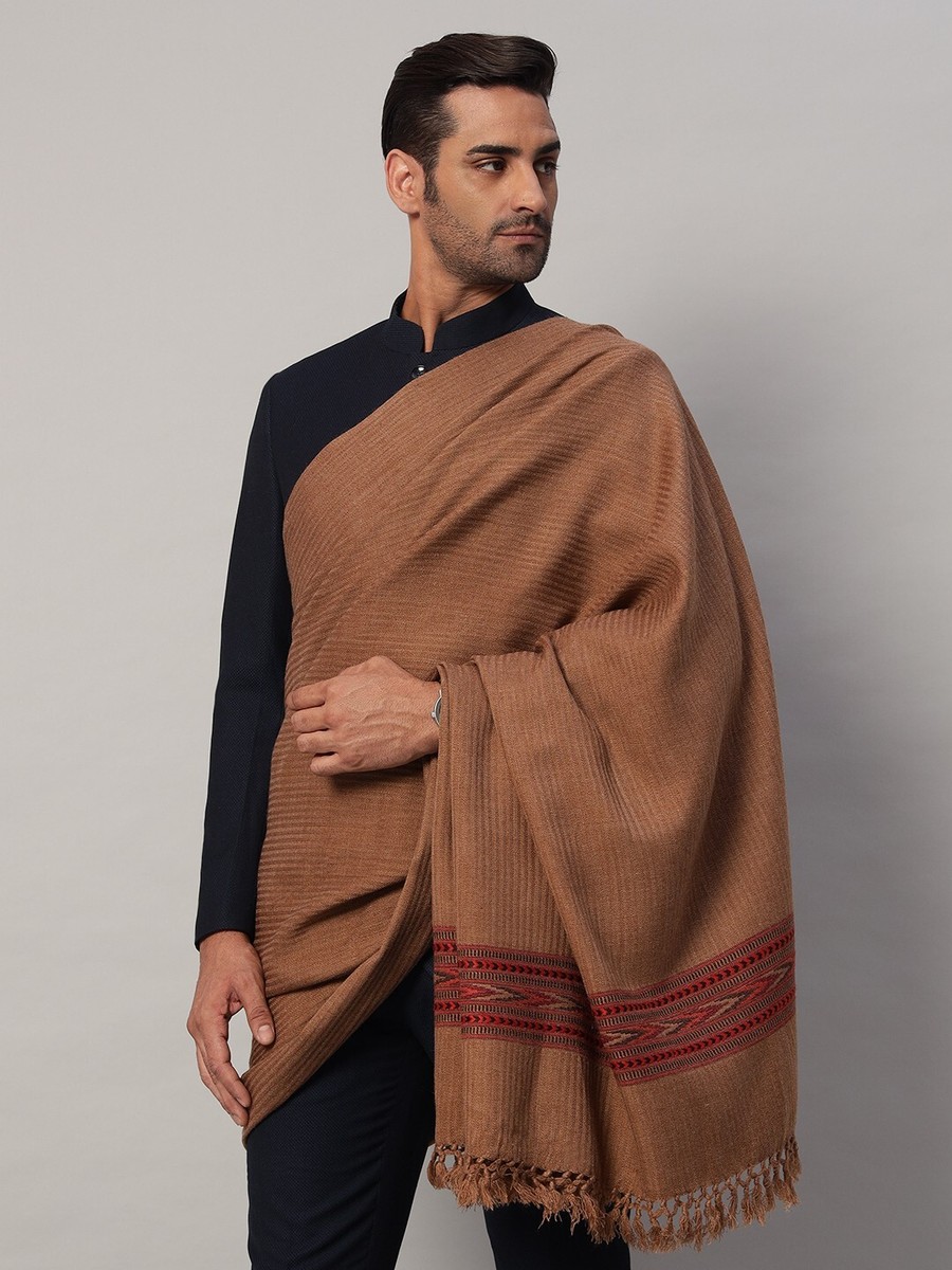 Men's Woven Kashmiri Luxury Pashmina Jamavar Oversize Shawl Stole