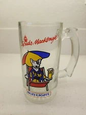 Vintage 1987 Spuds Mackenzie Bud Light Umbrella Chair Glass Beer Mug 5 1/2" Tall
