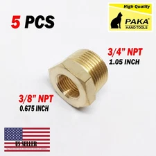5 PC 3/4" Male x 3/8" Female NPT Pipe reducer Hex Bushing adapter Brass Fitting