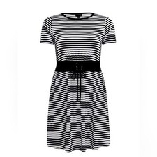 Torrid Women’s Smocked Waist T-Shirt Dress - Jersey Knit Black & White Sz 1X