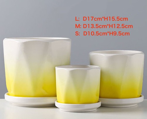 3 PCS POTS&TRAY 3 SIZE SET POTS HEAVY POTTERY CERAMIC FLOWER PLANT POTS 03 - Picture 12 of 17