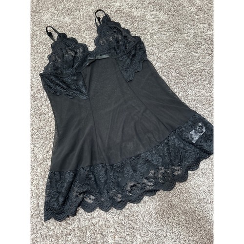 Lace Lingerie Babydoll Nightie Chemise Sleepwear Black Sheer XXL